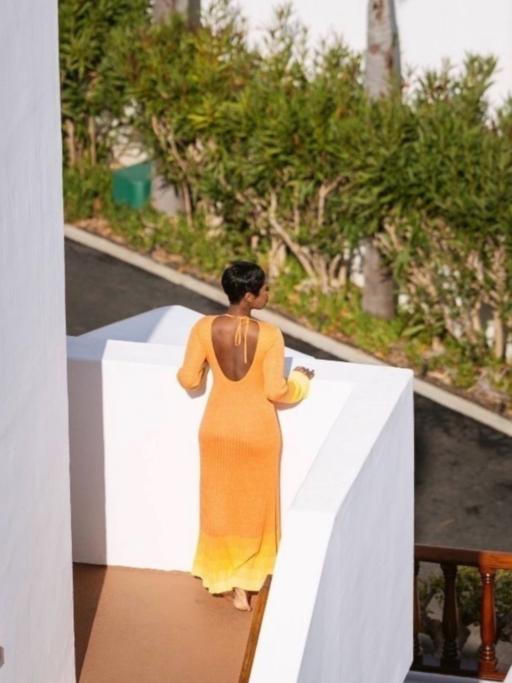 Sunset Ombre Knit Maxi Dress in Orange - Picture 4 of 7